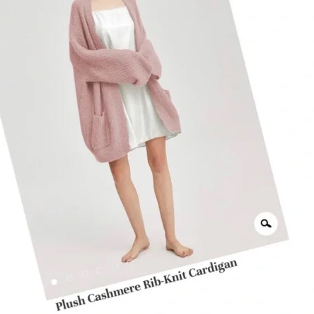 Nap lounge wear Plush 100% Cashmere Rib-Knit Cardigan . Color brown. Size M . - Picture 4 of 12